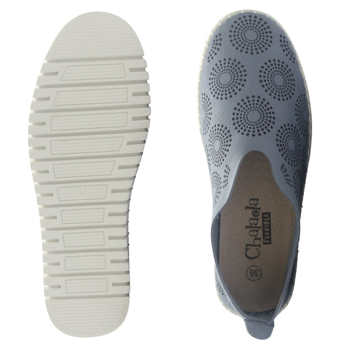 Zapato de Cuero Mujer Chalada Tren-1 Azul Casual Zapatos Planos Comfort Chalada