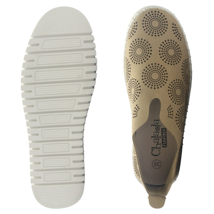 Zapato de Cuero Mujer Chalada Tren-1 Taupe Casual Zapatos Planos Comfort Chalada