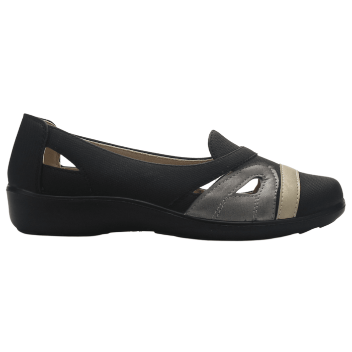 Zapato Mujer Casual Negro Dorado Chalada Deco-12 Zapatos planos Chalada