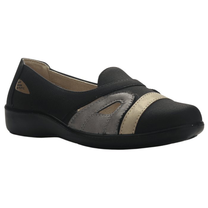 Zapato Mujer Casual Negro Dorado Chalada Deco-12 Zapatos planos Chalada