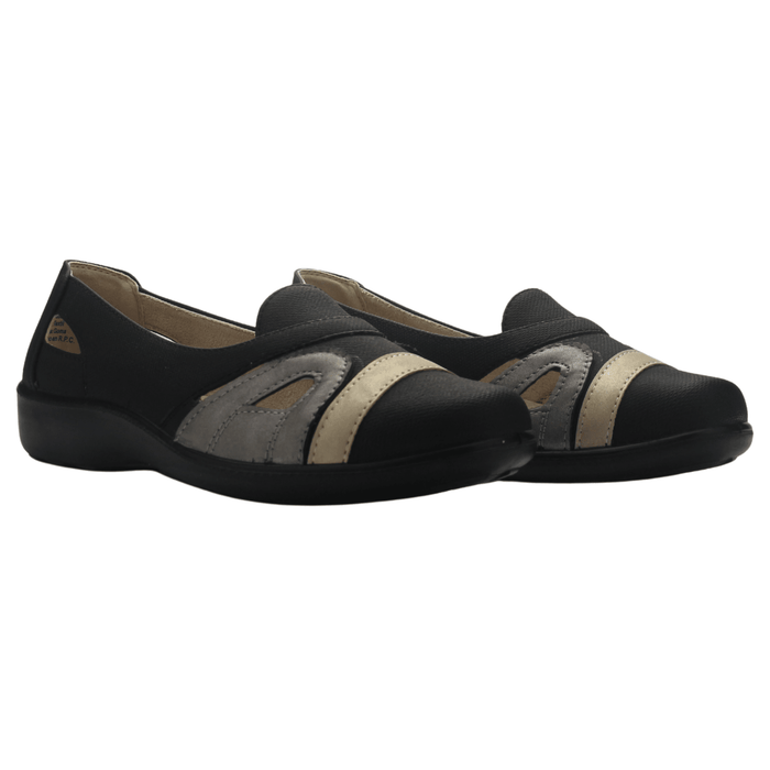 Zapato Mujer Casual Negro Dorado Chalada Deco-12 Zapatos planos Chalada