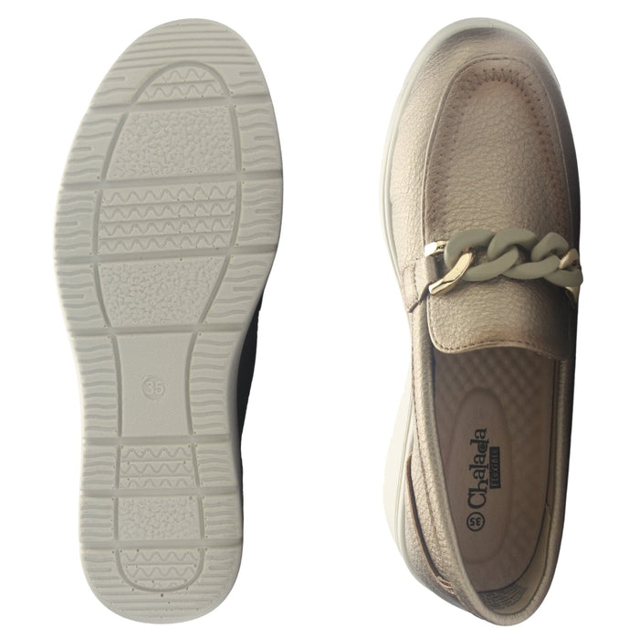 Zapato Mujer Chalada Deza-5 Dorado Casual Zapatos Planos Comfort Chalada