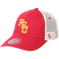 Zephyr College Vault Stacked FSU Adjustable Relaxed Fit Mesh Trucker Hat - Garnet